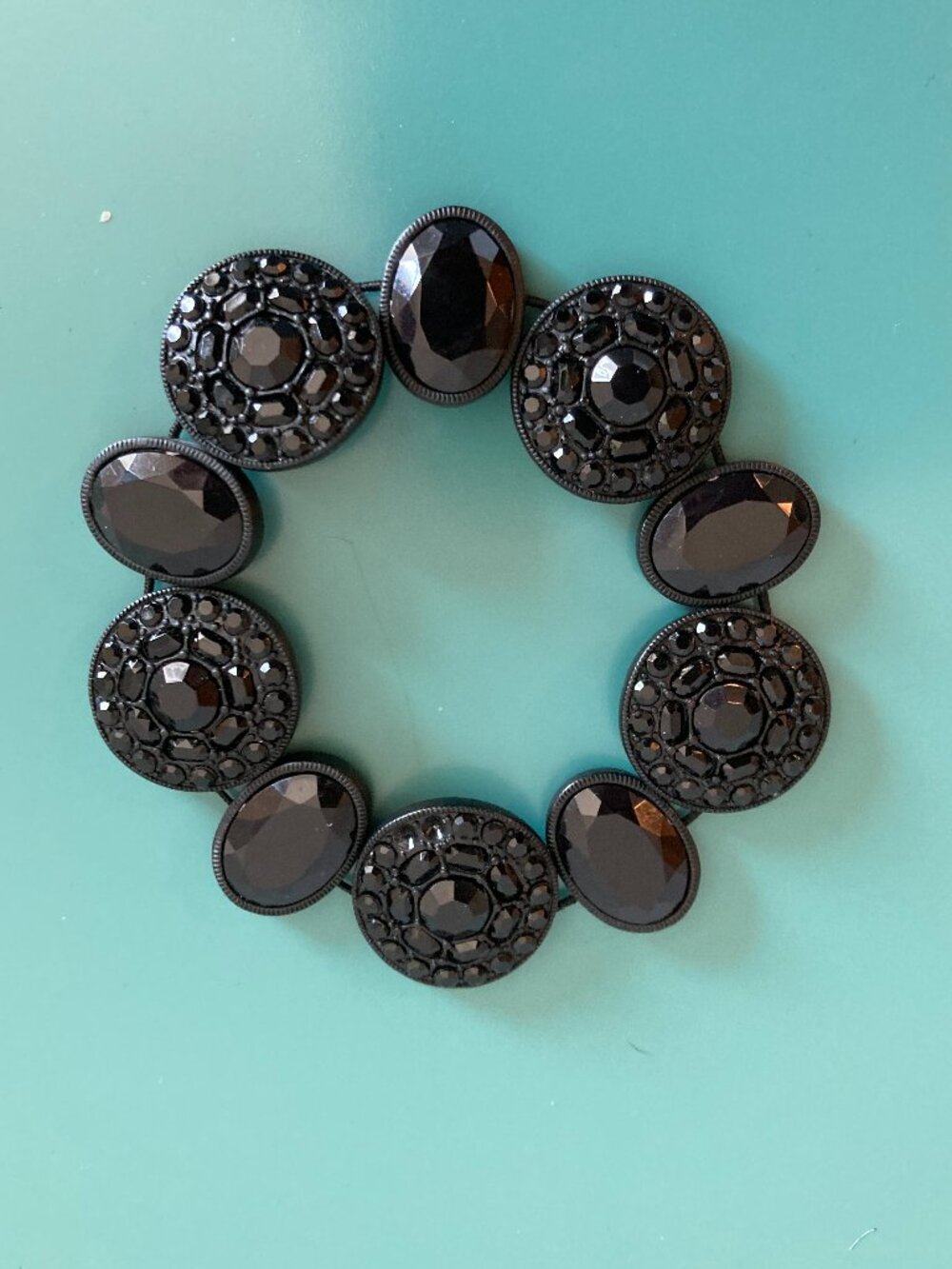 Black Rhinestone Stretch Bracelet VTG